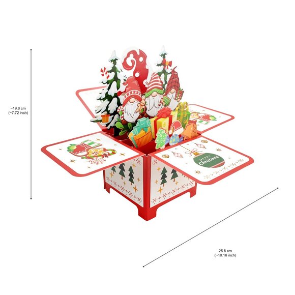 Merry Christmas Gnome Themed 3D Pop Up Unique Xmas Greeting Card for Holidays - Picture 3 of 3